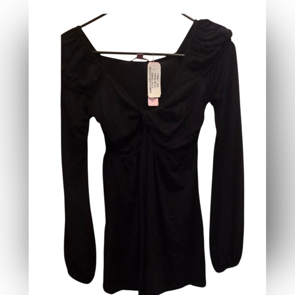 Y2k Romeo & Juliet Couture Women's Black Unique Blouse With Princess Sleeves